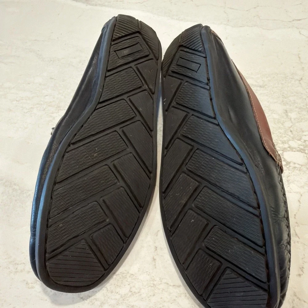 Giorgio Brutini Le Glove Men Horse Bit Two Tone Black Brown Leather Loafers 10.5